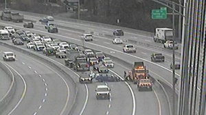 Taxi driver injured in crash on Port Mann Bridge