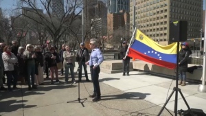 Calgary’s Venezuelan community rallies to demand fair and free presidential elections in their homeland