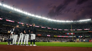 Some Yankee Stadium bleachers fans chant 'U-S-A!' during 'O Canada' before game against Blue Jays