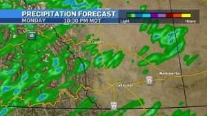 Sun and cloud in Calgary with potential thunderstorms