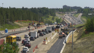 Construction on new pedestrian bridge over Whitemud Drive underway