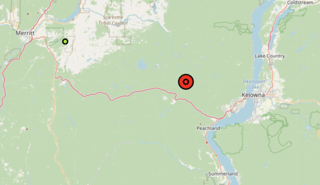 Wildfire west of Kelowna found Thursday, mapped at 1.3 hectares