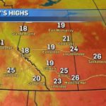 Cooler and wet start to the weekend, return to mid-20s early next week