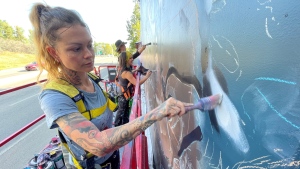 Brentwood Community Association livens up grey wall with colorful mural