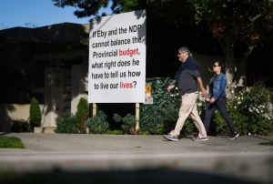 B.C. billionaire posts third large sign criticizing NDP ahead of the election