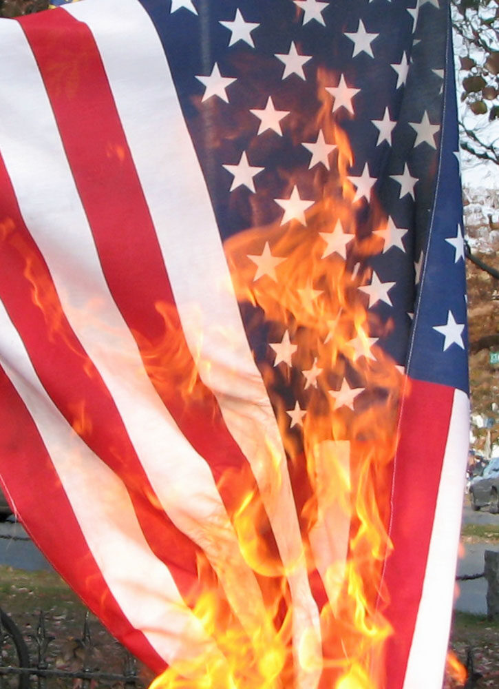 flag burning protest White House