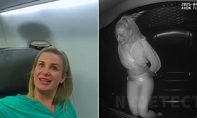 Chanel-toting 'Karen' treats cops like butlers as she's marched out of plane's first class cabin for entitled behavior