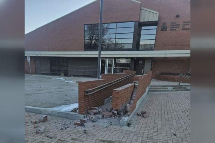 RCMP arrest man after taxi stolen, crashed into police station’s wheelchair ramp