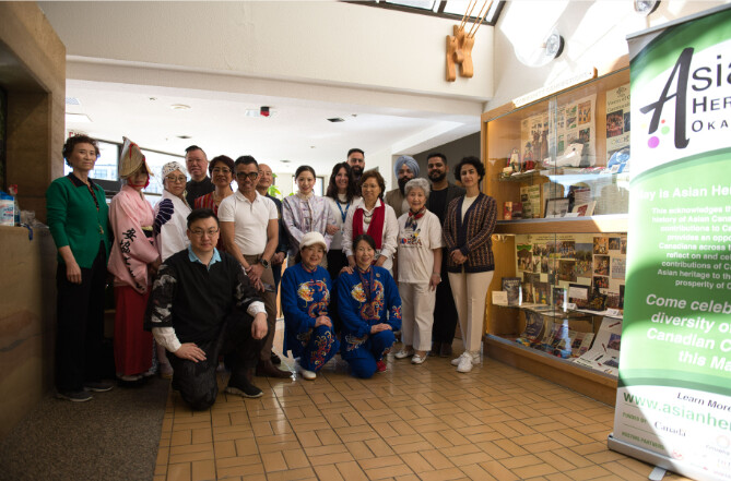 Asian Heritage Month display set up at Kelowna City Hall