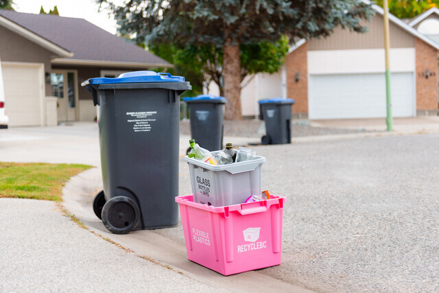 Pickup begins for new pink, grey recycling bins in the Central Okanagan